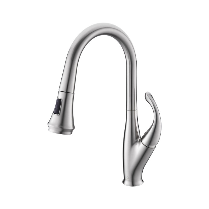 Garbatella Brass Single-Handle Pull-Down Spray Kitchen Faucet, Brushed Nickel