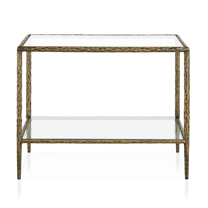 Lalia Modern Hammered Metal 1-Shelf End Table, Gold