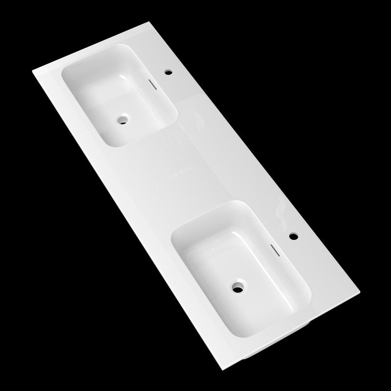 60'' W x 22'' D Solid Surface Drop-in Vanity Top Rectangular White Vanity Sink Countertop with Pre-drilled Faucet Hole for Bathroom