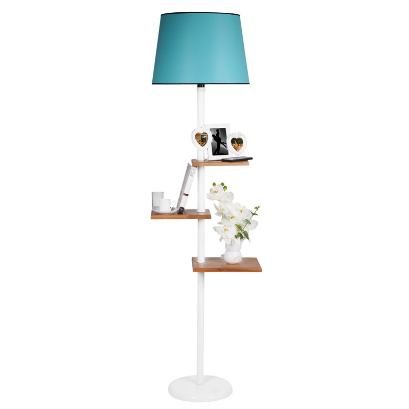 Lampe de table sur pied 67 "Joffe, Turquoise, Blanc