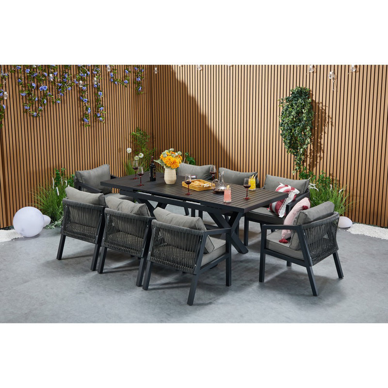 Stretching Table With 8 Armchairs, 9 Pcs: Table, 8 Chairs