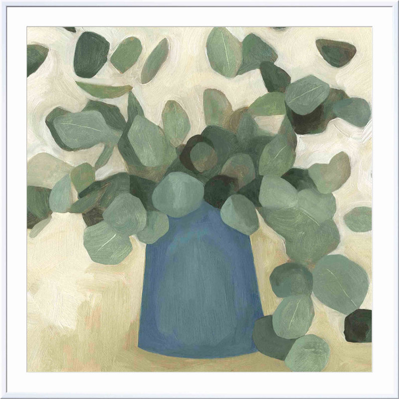 «Greenery Still Life VI» par Emma Scarvey - peinture encadrée, Blanc, H 36 po x l 36 po