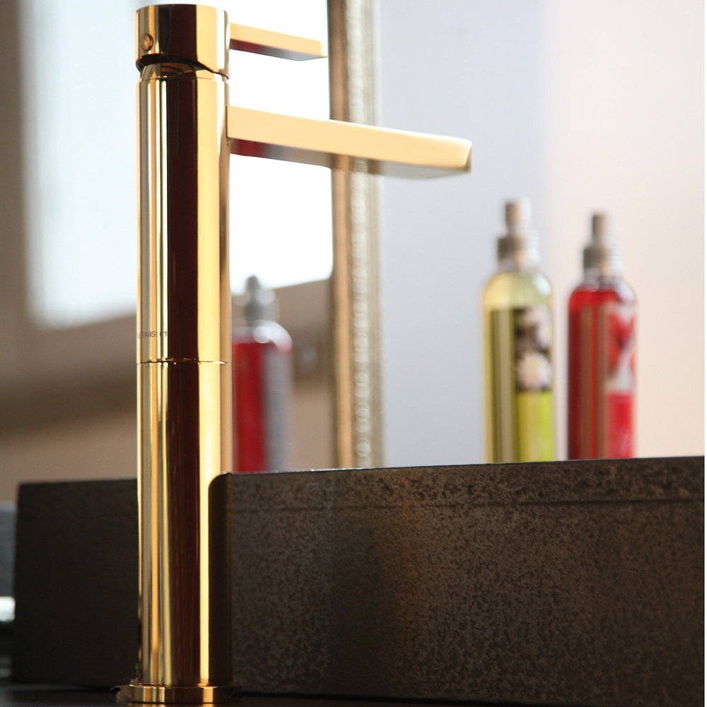 Capri Single-Hole Bathroom Faucet, Polished Gold