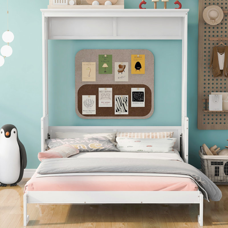 Grand lit escamotable avec tablette, Blanc