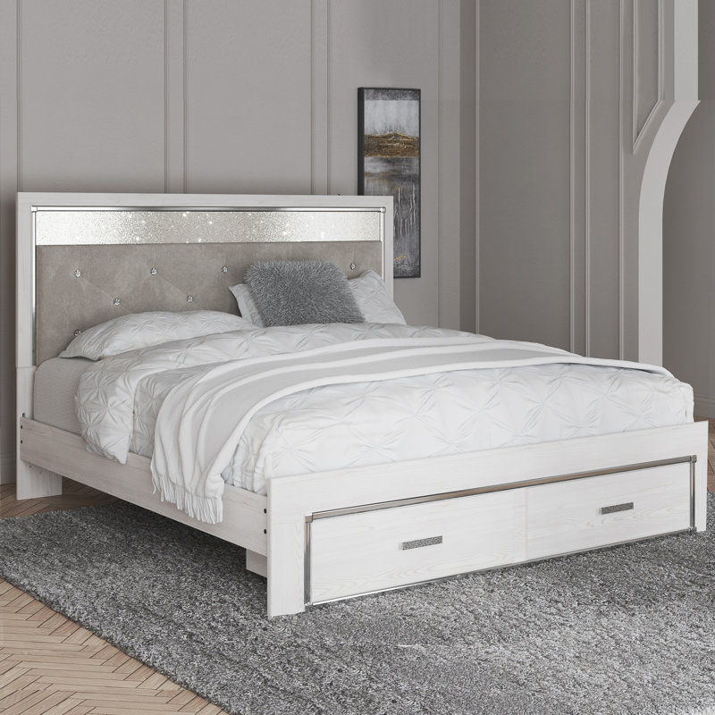 Beamond Upholstered Panel Storage Bed, King