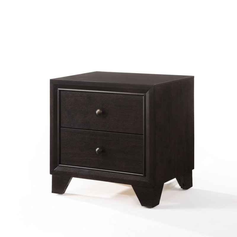 Table de chevet contemporaine à 2 tiroirs Finish pour chambre à coucher, glissières en métal au centre, 22 po de hauteur 16 po x 22 po
