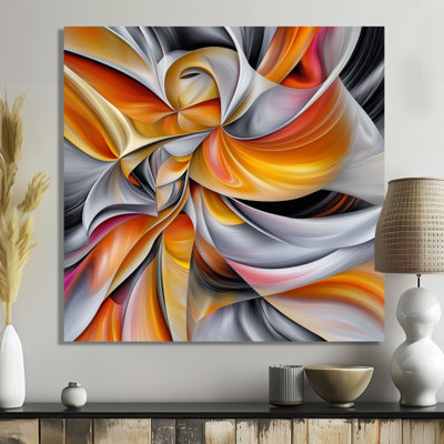 Geometric Orange Fragment Vector III - Abstract Metal Wall Art Decor, Geometric Metal Print