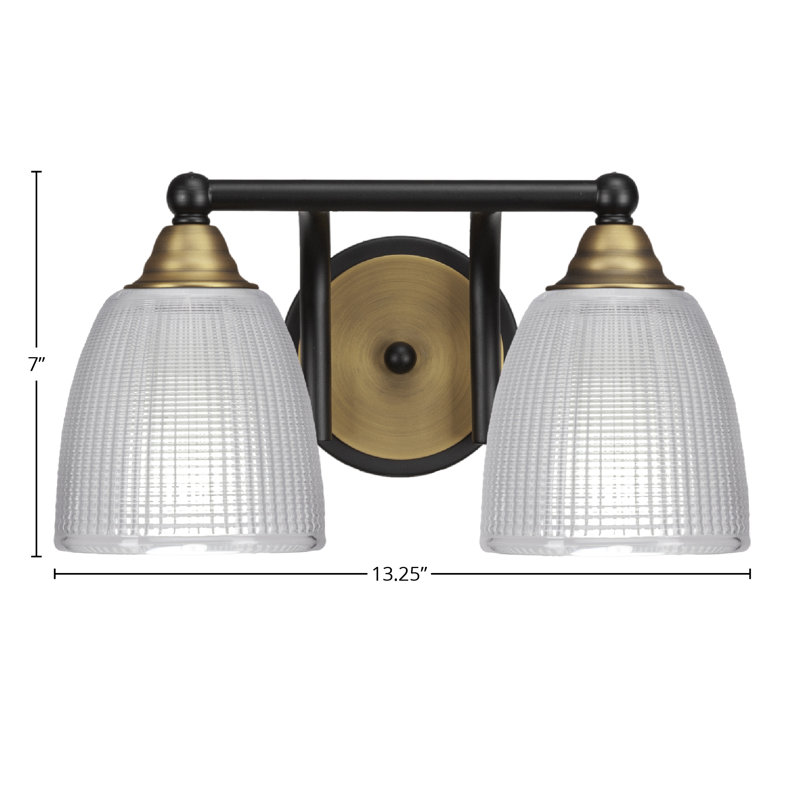Michell 2-Light Bath Bar, Matte Black/Brass