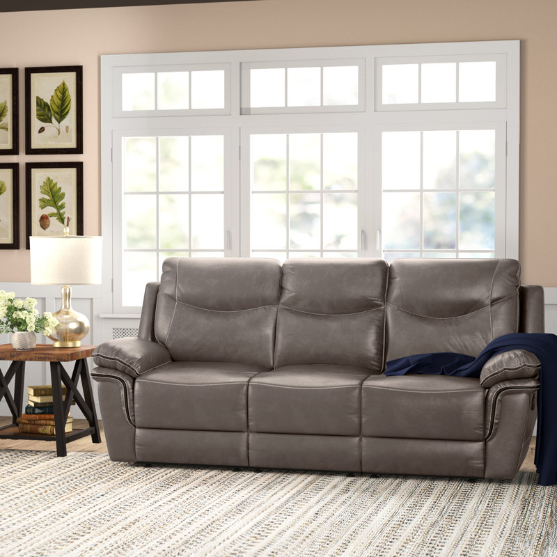 Alejandrina Upholstered 90'' Reclining Sofa, Sand