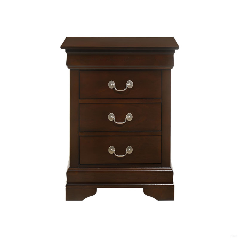 Louis Phillipe 3 Drawer Nightstand, Cappuccino