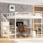 Lit mezzanine à grain de bois blanc avec grand lit, escalier, charge, luminaire à DEL et garde-robe pour la chambre des adolescents, rangement