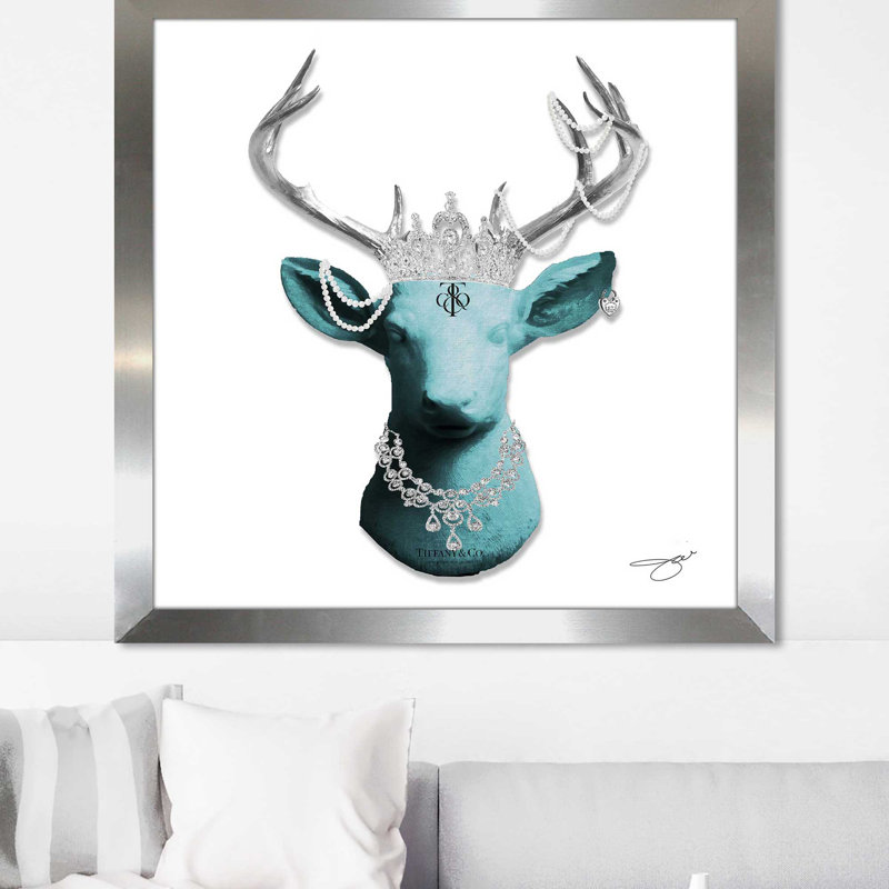 Tiffany Deer (Square) par By Jodi - impression, H 31,5 po x l 31,5 po x P 1 po, Encadrement argenté