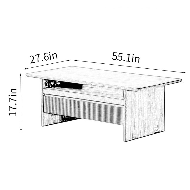 Simple black walnut coffee table, 17.7" H x 55.1" L x 27.6" W