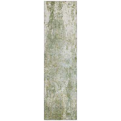 Machine Washable Indoor/Outdoor Xhevrie Aloe Rug