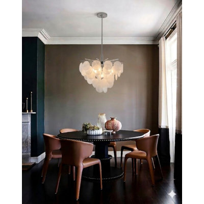 Transitional 7-Light Hanging Glass Chandelier