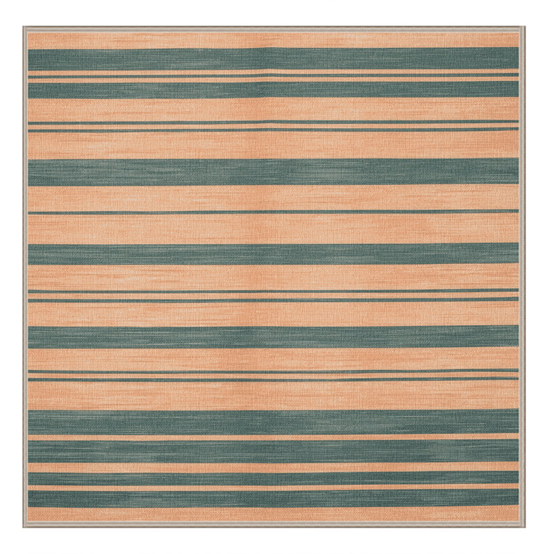 Tapis brun à rayures horizontales lavable à la machine, Carré 5 pi