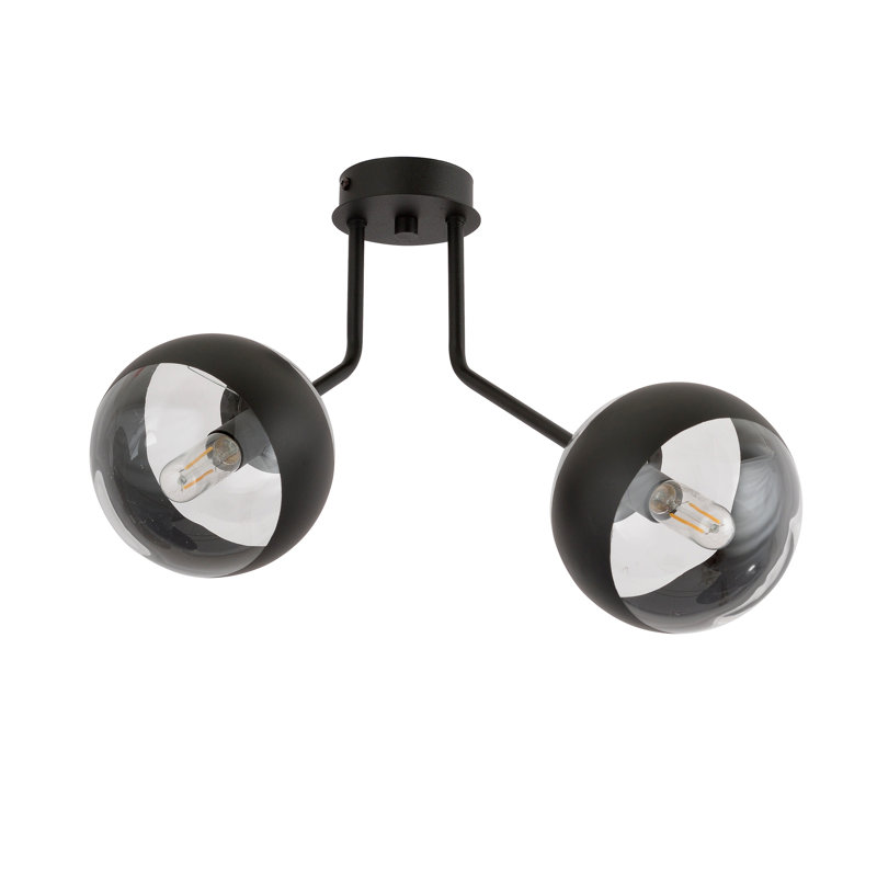 Delph Glass Semi Flush Mount, Transparent/Black