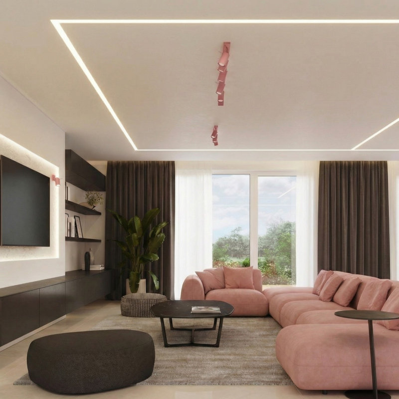 RING Steel Spotlight, Pink, 80x6x16 cm, 4 Lights