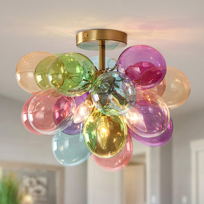 Lustre semi-encastré moderne en verre