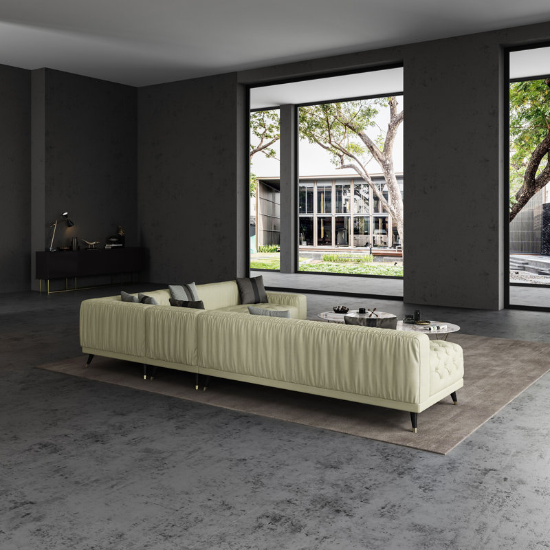Modular Sectional, Off White Genuine Leather