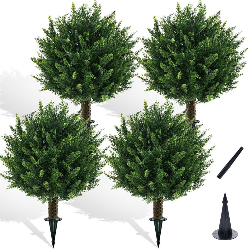 4 pièces de plantes topiaires de cyprès artificiels, plantes en pot pour jardin intérieur