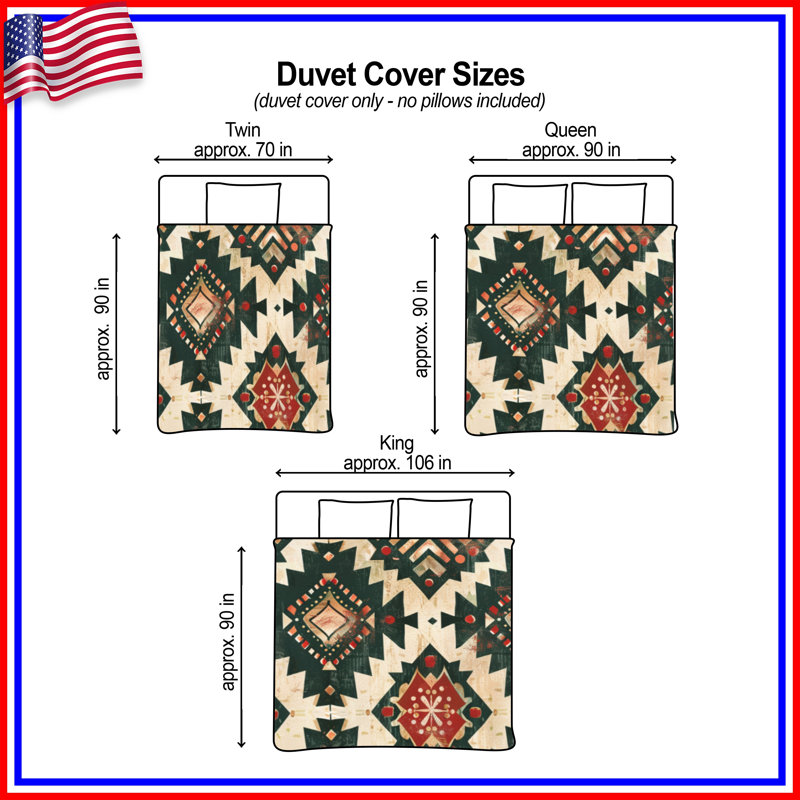 Housses de couette à motif tribal Southwestern, Grand lit