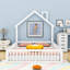 Lit plateforme double en bois avec garde-corps-1191436324