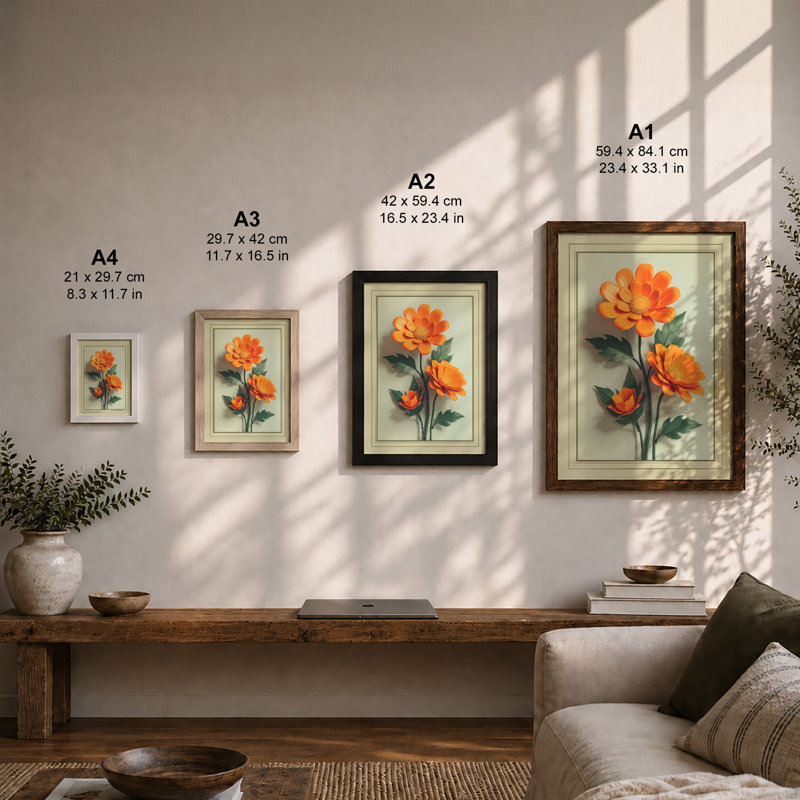 Orange Study Botanical - Print, Unframed, A2 - 59.4 x 42.0 cm