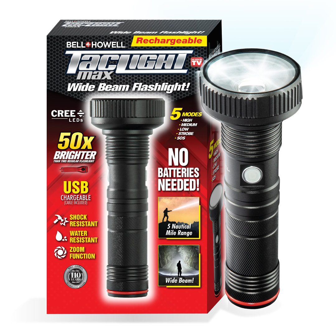 Bell + Howell Taclight Max Rechargeable Wide Beam Flashlight with 5 Modes Bell + Howell