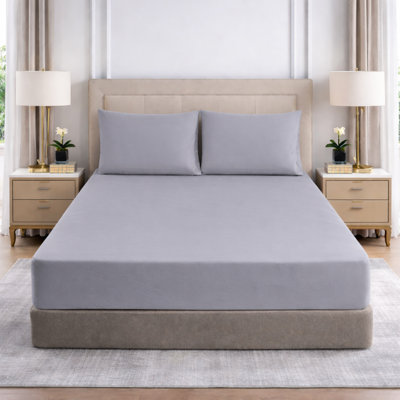 25cm Deep Pocket Fitted Sheet - Soft Microfiber Elasticated Bed Sheet Bottom
