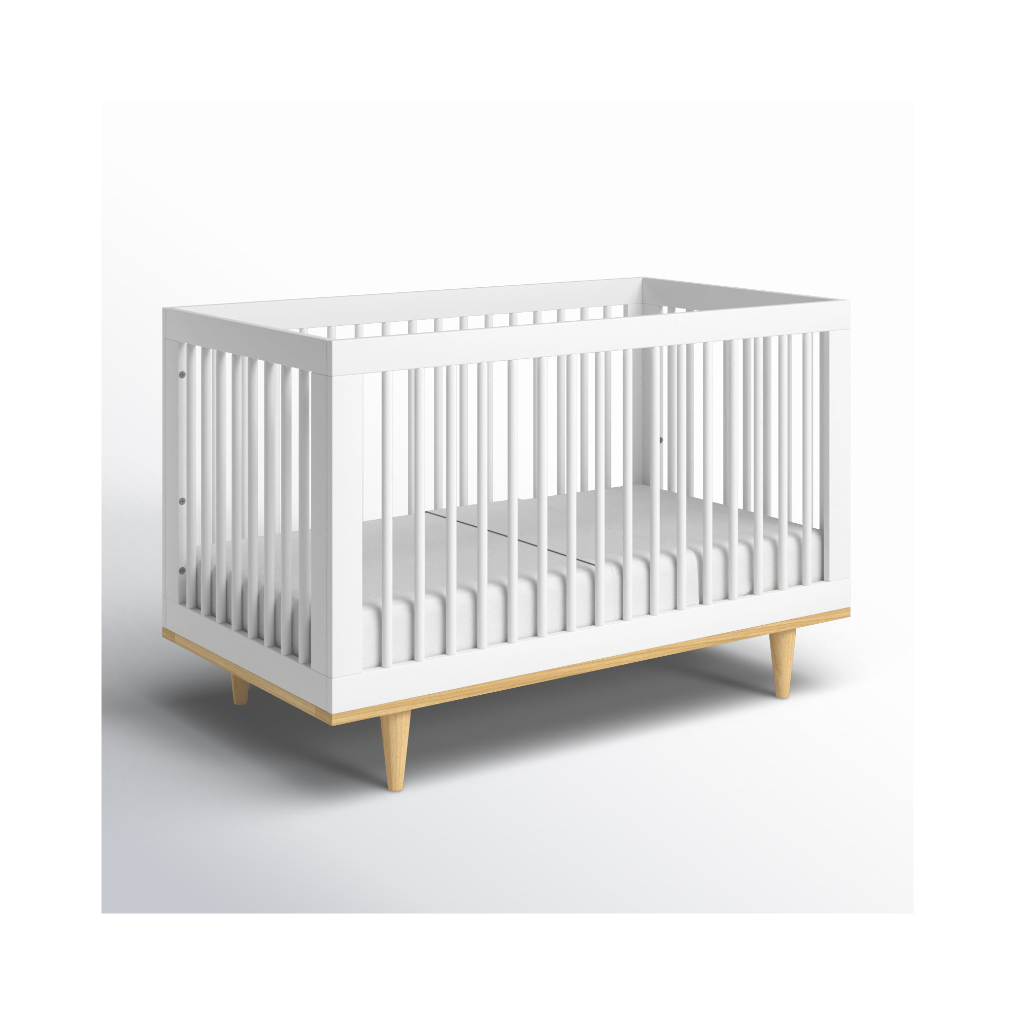 Marley 3-in-1 Convertible Crib, White/Natural
