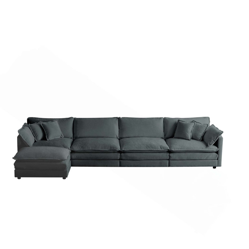 Canapé modulaire modulaire convertible en forme de U 5 places avec repose-pieds pour une combinaison flexible et confortable