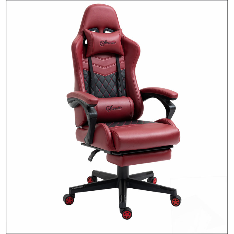 Fauteuil inclinable pivotant à haut dossier avec repose-pieds Vinsetto Racing