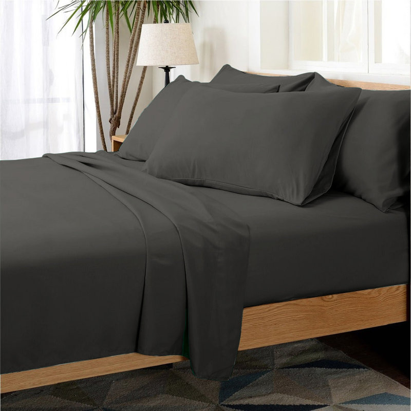Microfiber Sheet Set, King Sheet Set + 1 Fitted Sheet + 4 Pillowcase, Gray