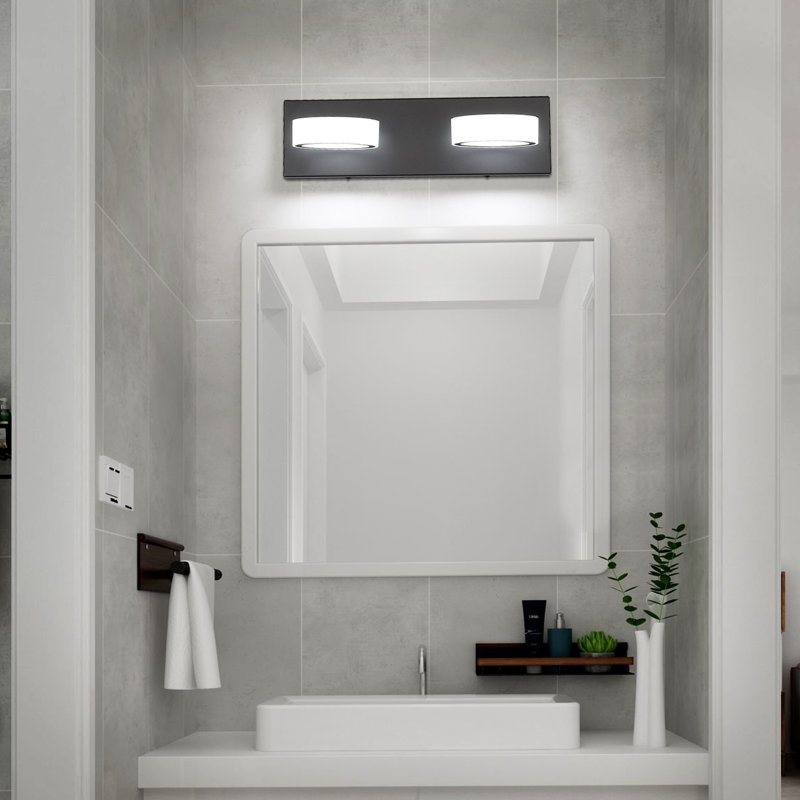 9550+9551 2 - Light Dimmable LED Vanity Light, Matte Black