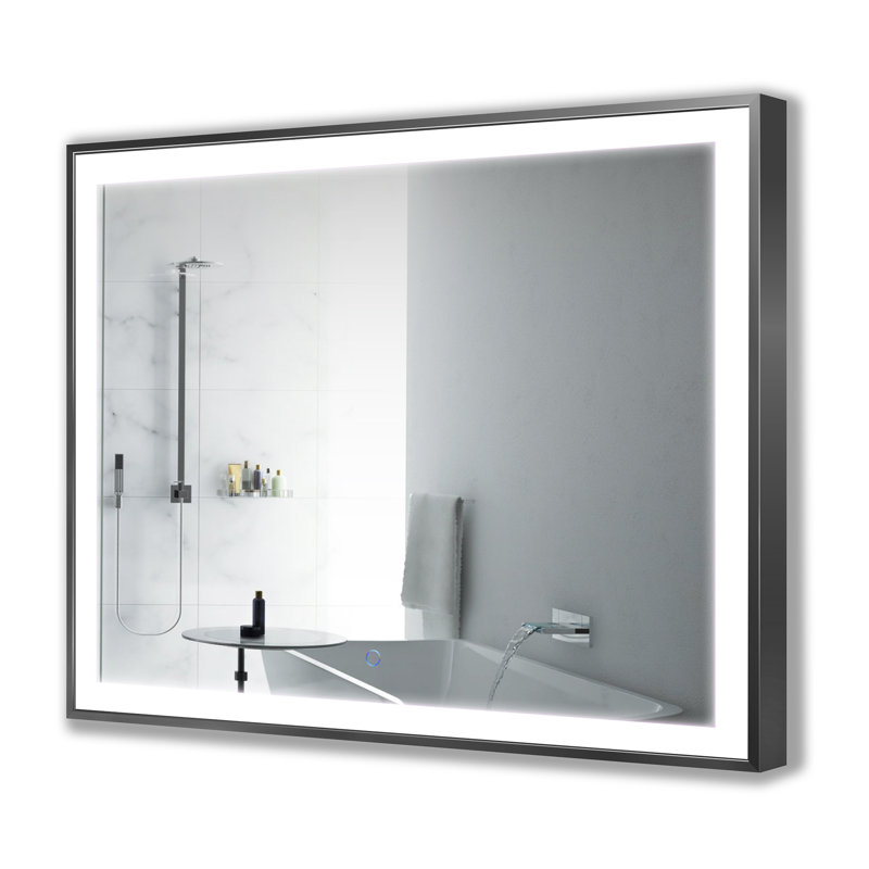 Ednaoverdorf Flat Wall Mirror, Black, 36" x 48"