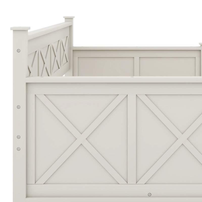 Daybed With 2 Large Drawers, Cream White