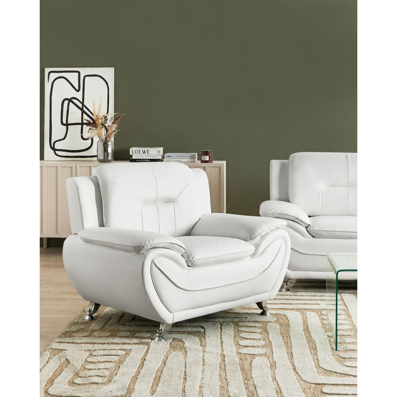 Armchair LEIRA Faux Leather, White