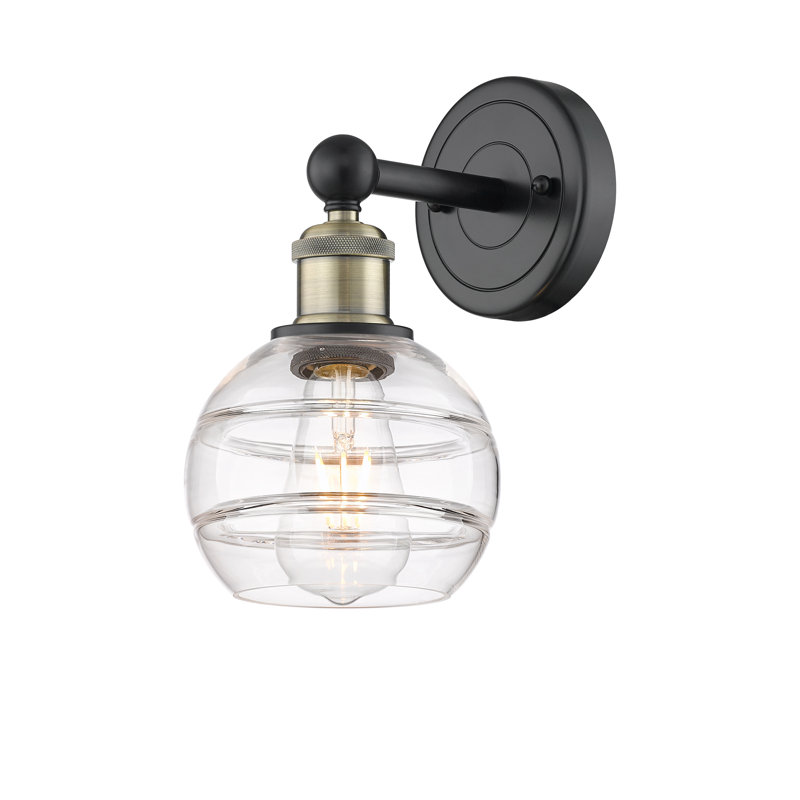 Applique murale 8 lumières Edison Bienes, Transparent, H 10,13 po x l 5,88 po x P 7,44 po, Laiton antique noir