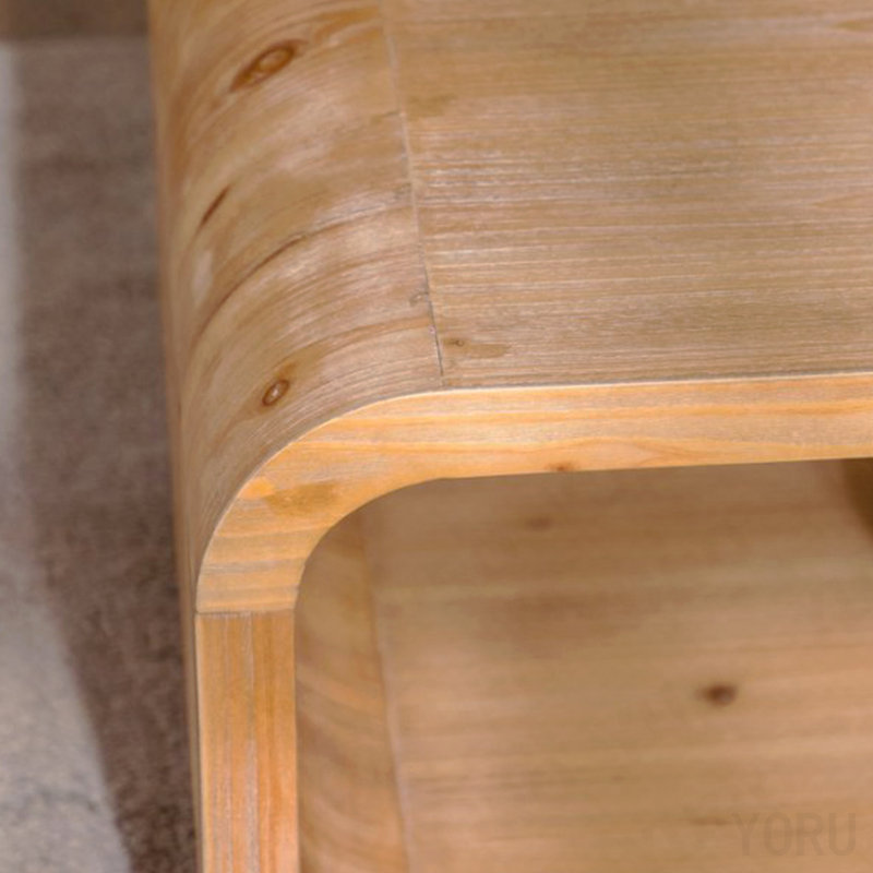 Table basse à cadre ouvert Modern - Bois clair, courbé, rangement - Bois clair