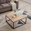 Table basse avec repose-pieds carré de 30 pouces à effet marbre avec plateau très épais et écologique, structure en métal robuste et pieds réglables pour les salons modernes.