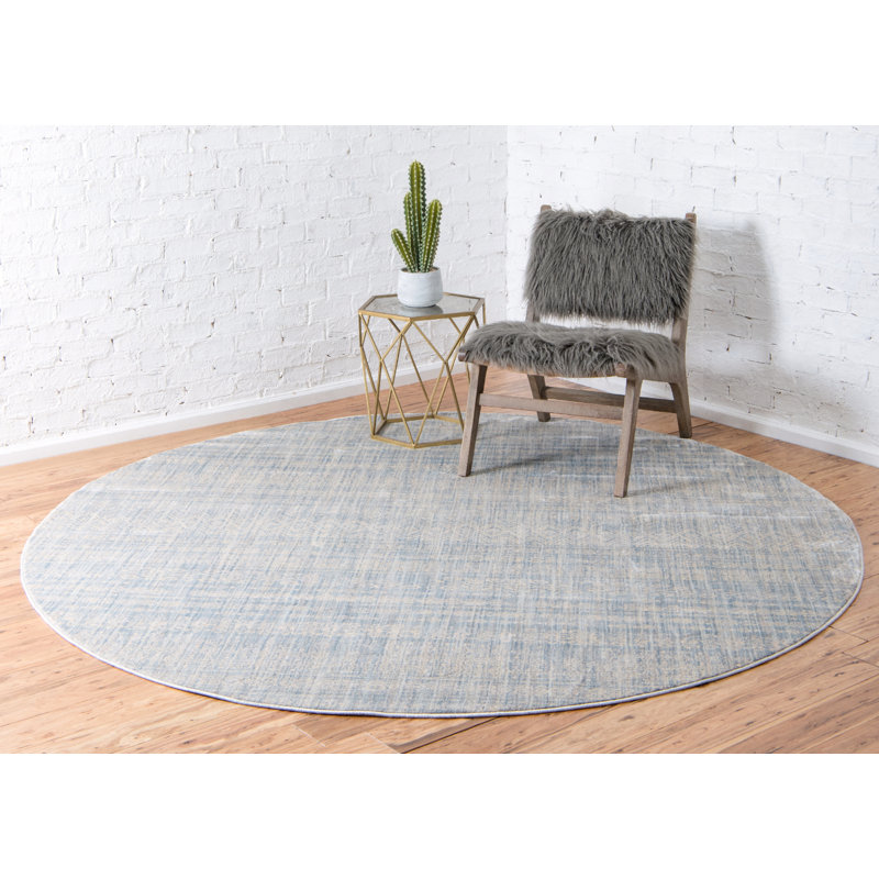 Tapis argenté à chevrons Frodsham, Rond 8 pi