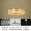 Lustre en cristal 8 lumières à surface incurvée à intensité variable, anneaux ronds en forme d'or