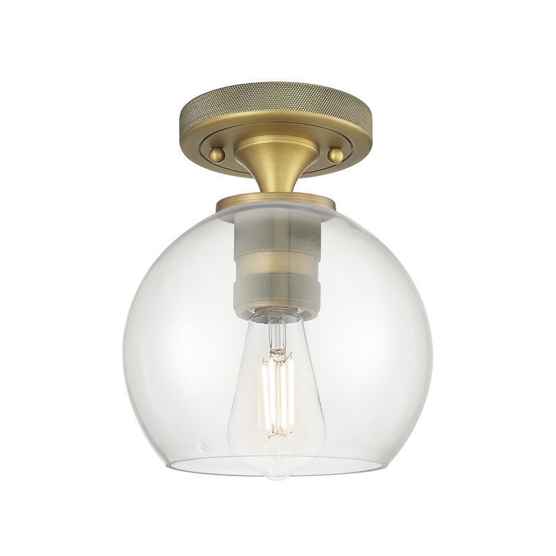 Saavedra - 1 Light Athens Deco Swirl Flush Mount, Brushed Brass, Clear