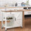 Îlot de cuisine, station de chariot, chariot de cuisine avec tablette réglable et support à vin, chariot de micro-ondes avec rangement, îlot de cuisine roulant avec rangement sur roulettes verrouillables