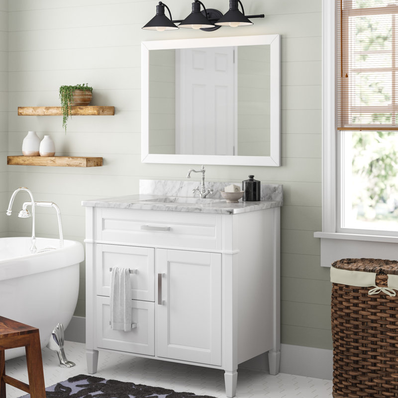 Ensemble de meuble-lavabo simple 36 po avec miroir Lachine, Blanc