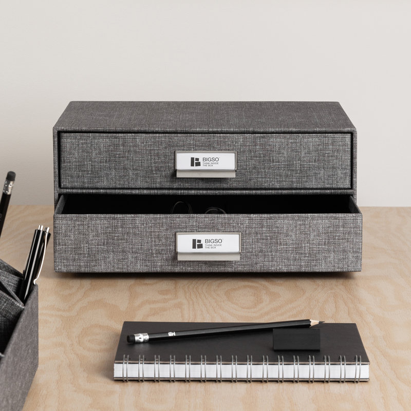 Birger 2 Drawer Desk Organizer, Melange Gray