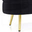 Banc de rangement repose-pieds ovale en flanelle avec pieds en métal robustes pour un décor moderne et élégant-1830650789