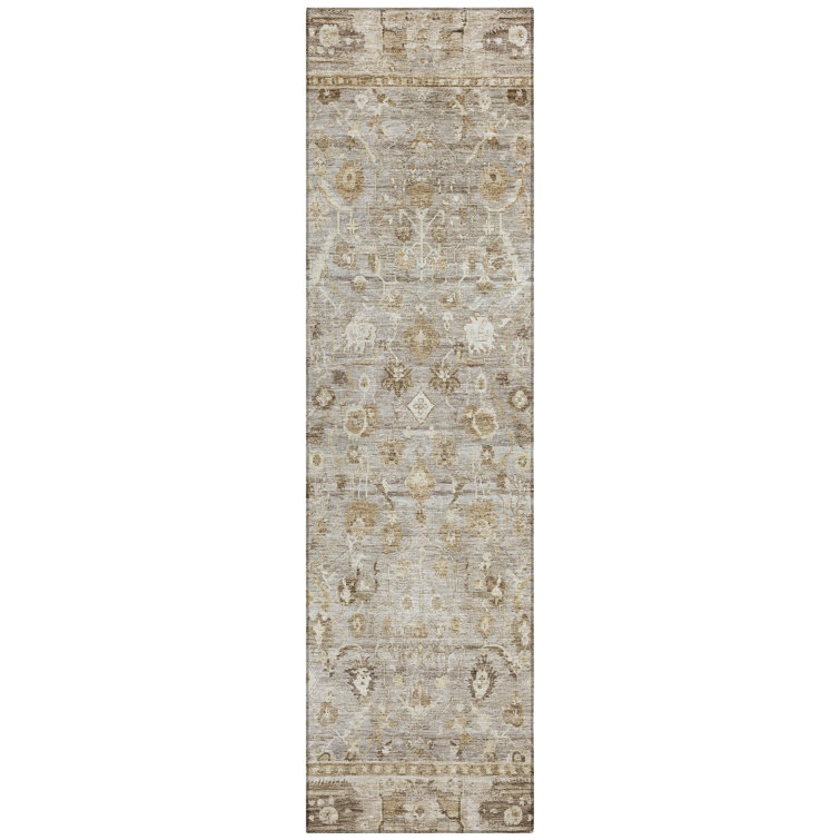 Machine Washable Indoor/Outdoor Xhevrie Taupe Rug