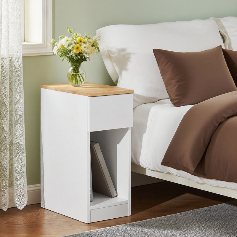 Mikhaela 1 Drawer Bedside Table, White
